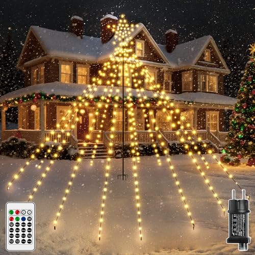 Hopexy Christbaumbeleuchtung mit Ring und Sterne, 340 LEDs...