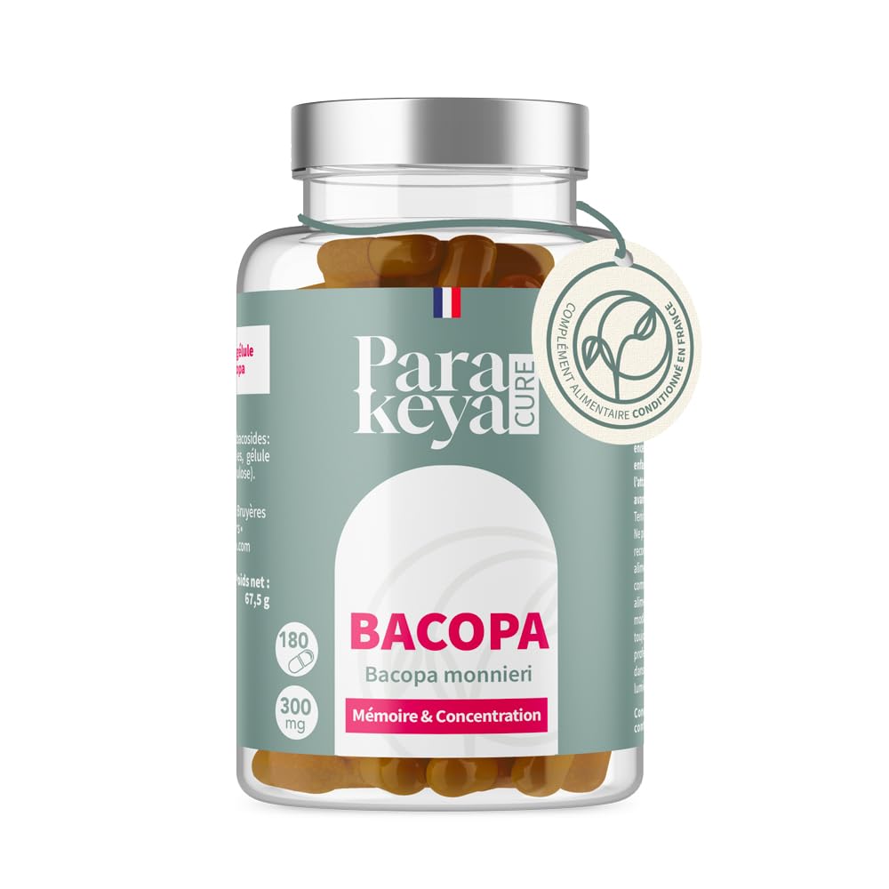 Bacopa 300 mg| Mémoire et Concentration|Complément alimentaire|180 gélules