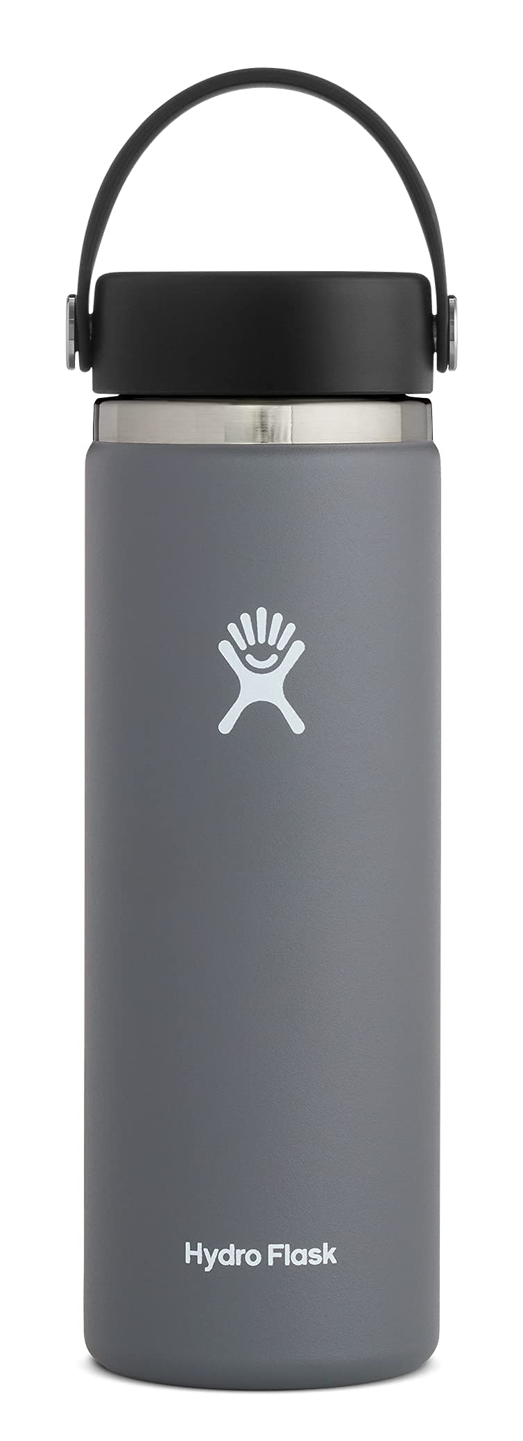 Water Bottle 591 ml (20 oz) - Vacuum Insulated Stainless Steel Water Bottle Flask with Leak Proof Flex Cap with Strap - BPA-Free - Wide Mouth - Stone