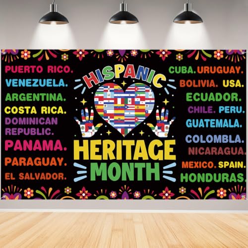 Hispanic Heritage Month Decorations,Latin American Photo Booth Banner,National Spanish Background for Photography Party Decorations and Supplies for Home Classroom Decor-71x43 inch (Multicolor 05)