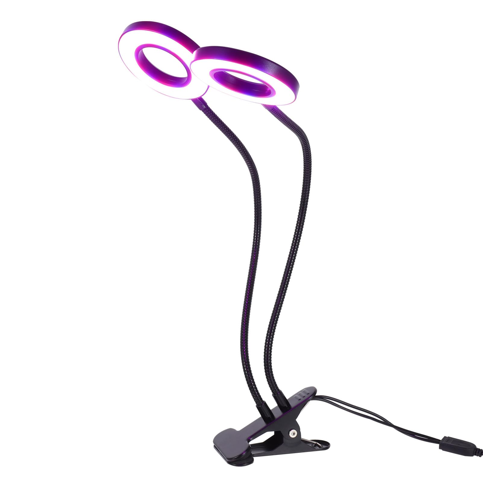 NOLITOY LED Pflanzenlampe Doppelköpfig mit Verstellbarer Klemme für Zimmerpflanzen Wachstum Vollspektrum Innenbereich Gewächshaus LED Wachstumslicht USB Betrieben