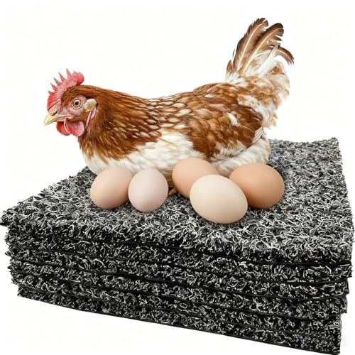 6 PCS Nesting Pads for Chicken Coop, Plastic Washable Chicken Nesting Pads, Premium Chicken Coop Accessories,12” x 12” Cuttable Chickens Nest Box Bedding Liners