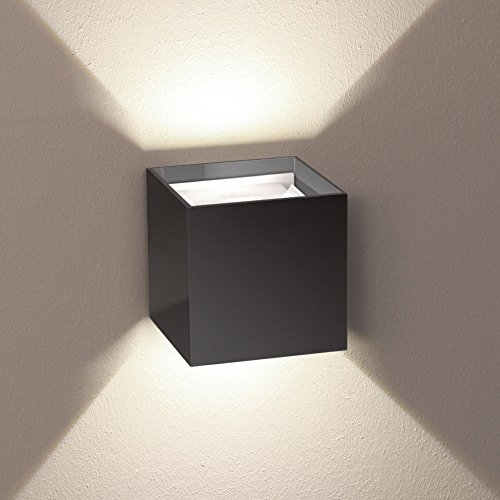 s.LUCE Ixa LED Wandleuchte anthrazit mit verstellbaren Winkel als Fassadenbeleuchtung Aussenlampe Up&Down Lichtkegel Effekte für Aussenlampen mit einstellbaren Klappen für gewünschte Winkel Abstrahlung