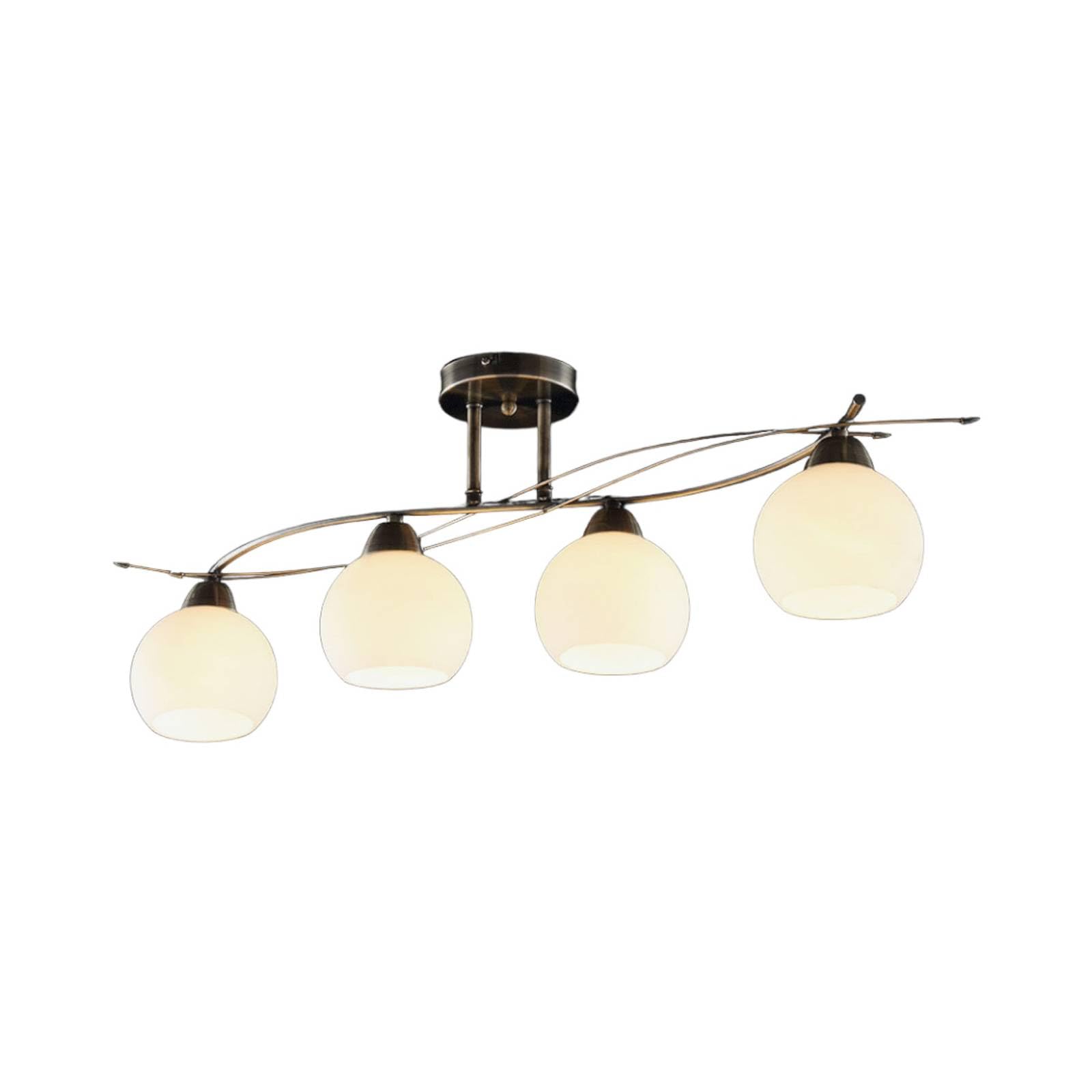 Lindby White, Antique Brass Ceiling Light Leanda Dimmable (Modern) In Bronze Made Of Glass For E.g. Living Room & Dining (4 Light Sources, E14) From Ceiling Lamp