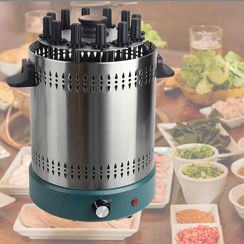 360° Rotating BBQ Electric Grill, 12 Skewers Automatic Rotating Barbecue Grill Vertical, Adjustable Temperature, Anti-Scalding & Rapid Heating, Electric Rotisserie Oven, for Party, Outdoor Cooking