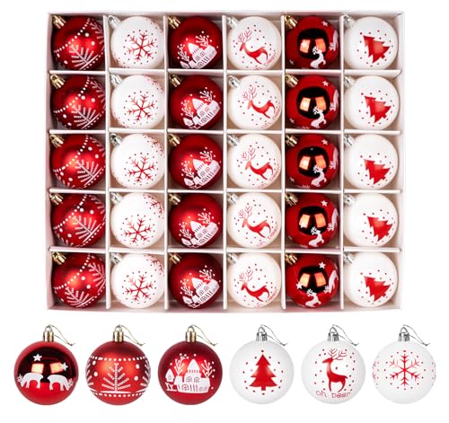 Homewit Weihnachtskugeln, 30 Stücke 6CM Kunststoff Christbaumkugeln...