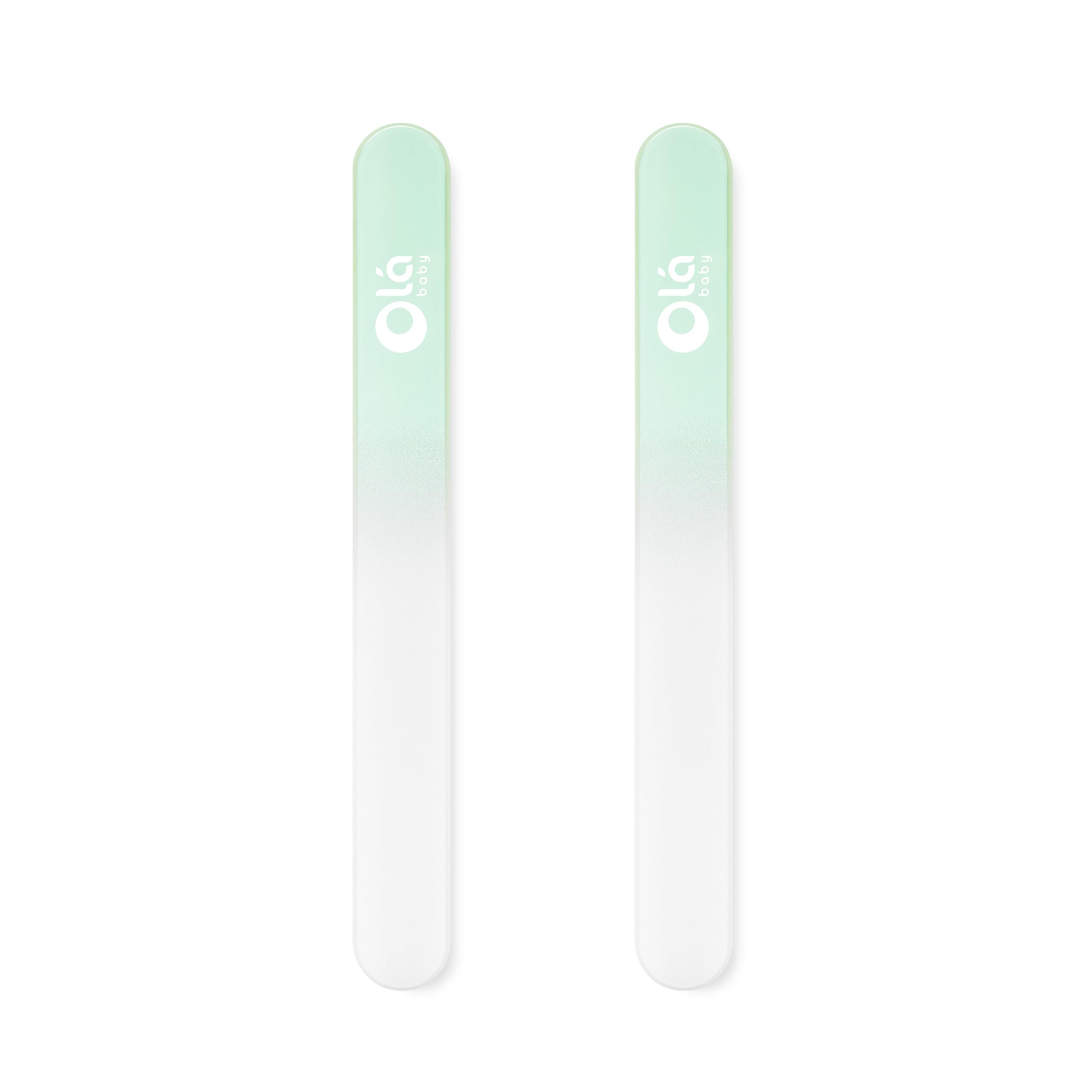 Olababy Glas-Nagelfeile für Neugeborene und Säuglinge, 2 Stück, Minzgrün, sichere Glas-Fingernagelfeile mit Reiseetui