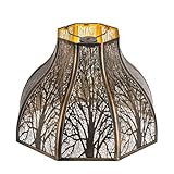 Etched Forest Large Metal Lampshade 5.32 X 13 X 9.5 Inch 8-Petal Lotus Shape Fits for Floor Lamp Table Lamp for Living Room Bedroom(Bronze Gold), Spider Fitter Lamp Shade