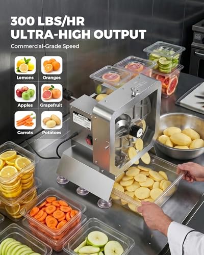 Image of WantJoin Commercial Electric Vegetable Slicer - Upgraded Glass Window 290LBS /H Vegetable Slicer Machine w / 0-0.4 inch Adjustable Thickness, Stainless Steel Blade,For Catering Food Prep - White