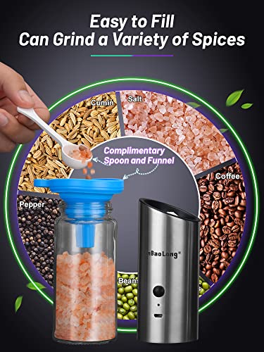 [Most Popular Pepper Grinder]Usb Rechargeable Electric Salt And Pepper Grinder Set,Xinbaolong Stainless Steel Pepper Grinder Refillable,Adjustable Coarseness,Gravity Salt And Pepper Grinder Set #TOP5