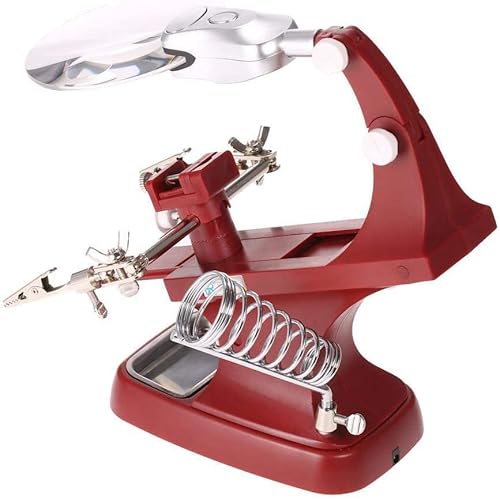 Helping Hand Magnifier Soldering Station With 2 Led Multi-Functional Welding Magnifier With Clamp And Alligator Clips For Soldering, Assembly, Repair And Crafts #TOP18