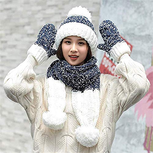 Bonnet écharpe gants femme tricoté en laine chaude pour hiver