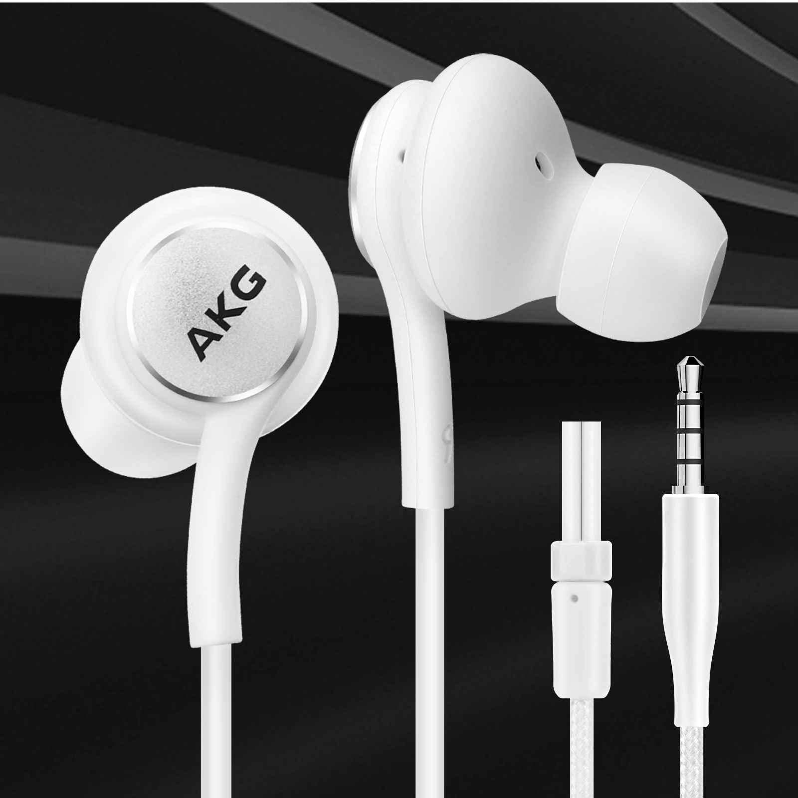 Wired 3.5MM Jack Durable Earphones Earbuds w Microphone and Volume Control, Deep Bass Clear Sound Noise Isolating in Ear Headphones, Compatible with LG K50 Tuned by AKG