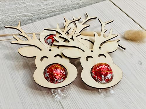 Weihnachtskugel Holz Elch für SchokoKugel Geschenkidee...