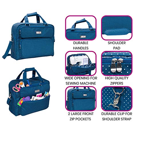 image for Everything Mary Deluxe Universal Sewing Machine Case, Blue - Portable 