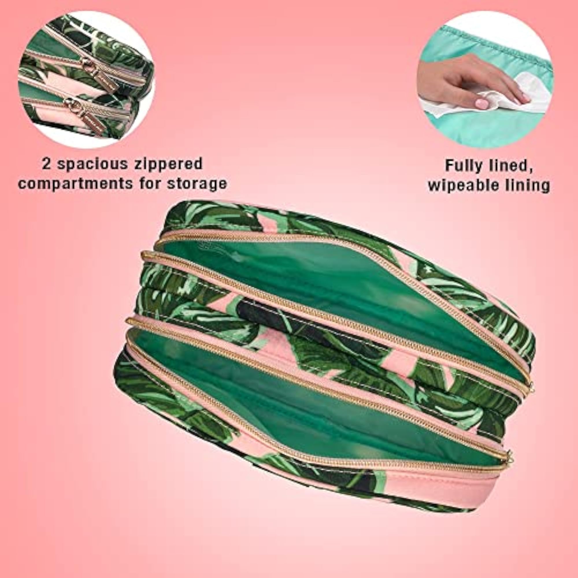 Double Zip Travel Organizer Cosmetic Makeup Bag