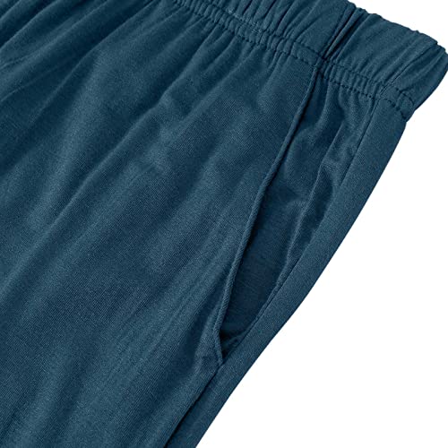 Jinshi Women Pajama Pants 2 Pack Sleep Pants Elastic Waist Lounge Pants Comfy Pajama Bottoms(L,Lake Blue/Black) #TOP5