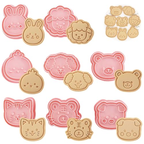 WishesMar Cortador de Galletas Kit 8 Piezas 3D Forma de Animales Moldes para Hornear Reposteria Bricolaje Pastelería Decoración Festiva