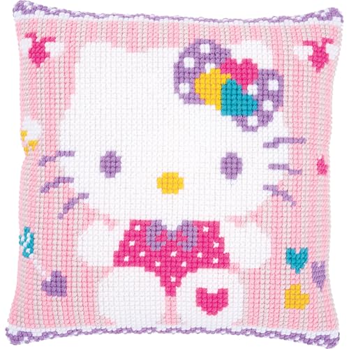 Vervaco Cross Stitch Cushion Kit: Hello Kitty: Pastel, 40 x 40cm, N