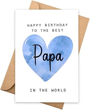 Happy Birthday Papa Card from Grandkids Kids Best Papa In The World Birthday Cards for Grandpa Bday Keepsake Gifts for Best Dad Greeting Cards for Grandpa Dad Bday Fathers Day Card with Envelope