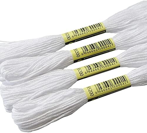 240PCS Cross Stitch Thread Embroidery Floss Skeins Hand Sewing Threads DIY Craft Needlework Sewing Tool (White)