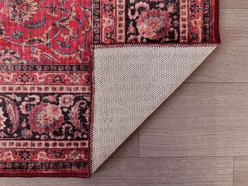 GLN Rugs Traditional - Tapete lavable 2x3 Rojo oscuro miniatura 4