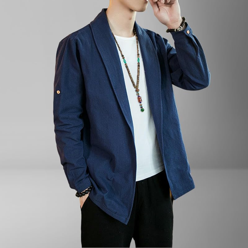 Chemise ouverte devant style chinois rétro pour homme décontracté - 7