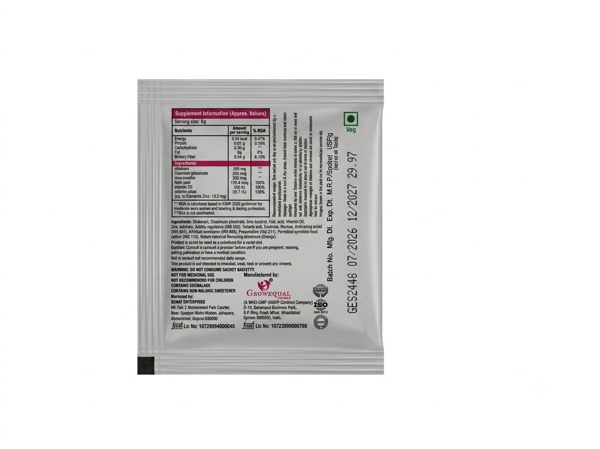 PCOS & PCOD Supplement with Myo-Inositol, Shatavari with Vitamin D3, Zinc & Folic Acid Sachets | Orange Flavour | 30 Sachets x 5g | Nutraceutical Supplement — Amazon image 3
