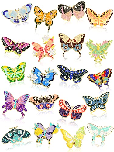 Hanaive 20 Pieces Butterfly Pins for Backpack Butterfly Brooches Cute Cool Horror Lapel Pins for Hats Clothes Decoration Gift