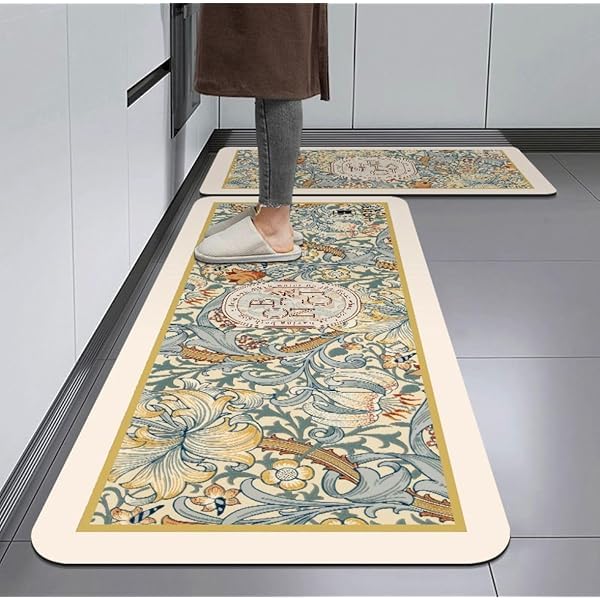 Image of Kitchen Anti Slip Mat for Floor, Waterproof Washable Kitchen Mats, Non Slip Kitchen Floor Mats for Home, Soft Mats for Kitchen, Kitchen Mats for Floor Anti Slip (Botanic- Multi)