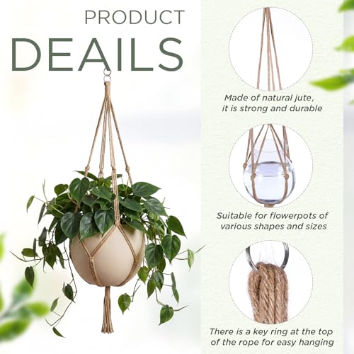 Image of EBOOT 2 Pack 33 48 Inch Large Macrame Plant Hanger Rope to Hang Flower Pot Plant Holder for Indoor Outdoor Decorations, 4 Legs (Linen Color)