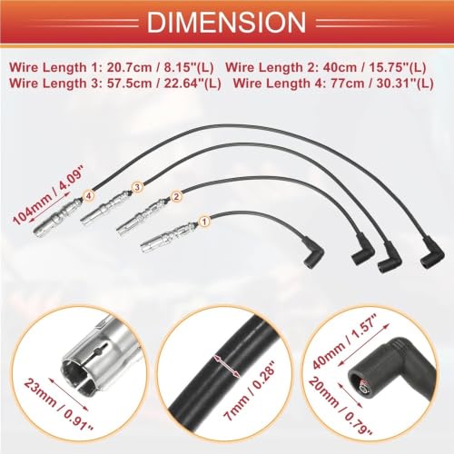 Cable de bobina de encendido compatible con Volkswagen Beetle y Golf 3