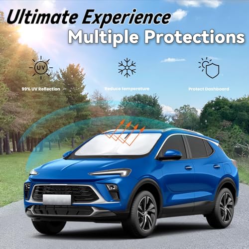 Image of Car Front Windshield Sun Shade for Encore 2020-2024, Car Window SunShades Shield Cover Visor Protector with 240T Reflective Fabric UV & Sun Heat Protection Accessories