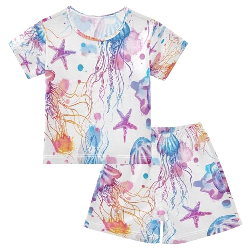 senya Jellyfish Purple 1 Summer Pajamas Set Short Cotton Sleepwear 2 Piece