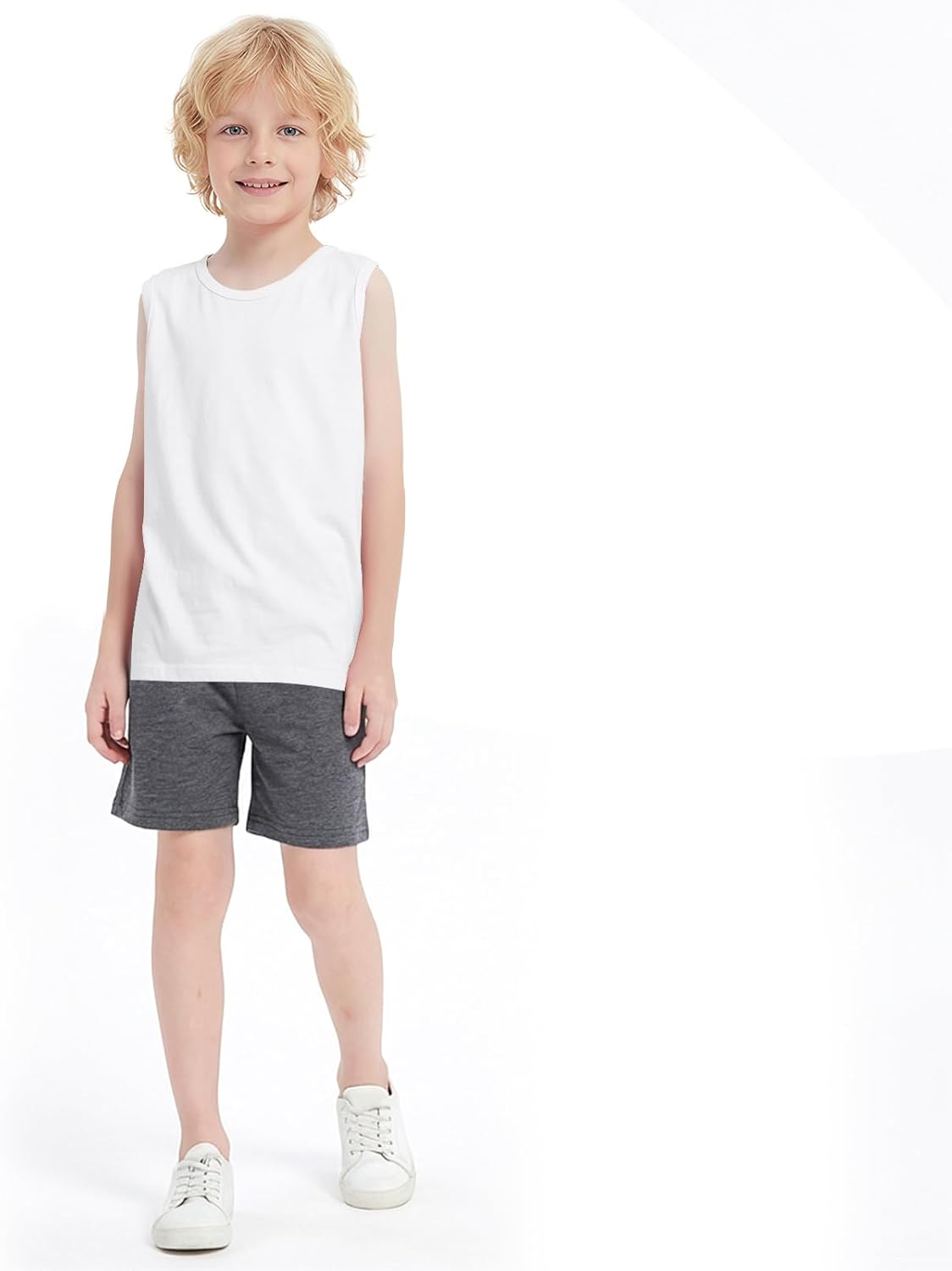 5 Pack Boys/Toddler/Kids Shorts French Terry Cotton with Drawstring Elastic Waist Summer Athletic Casual Boy Short