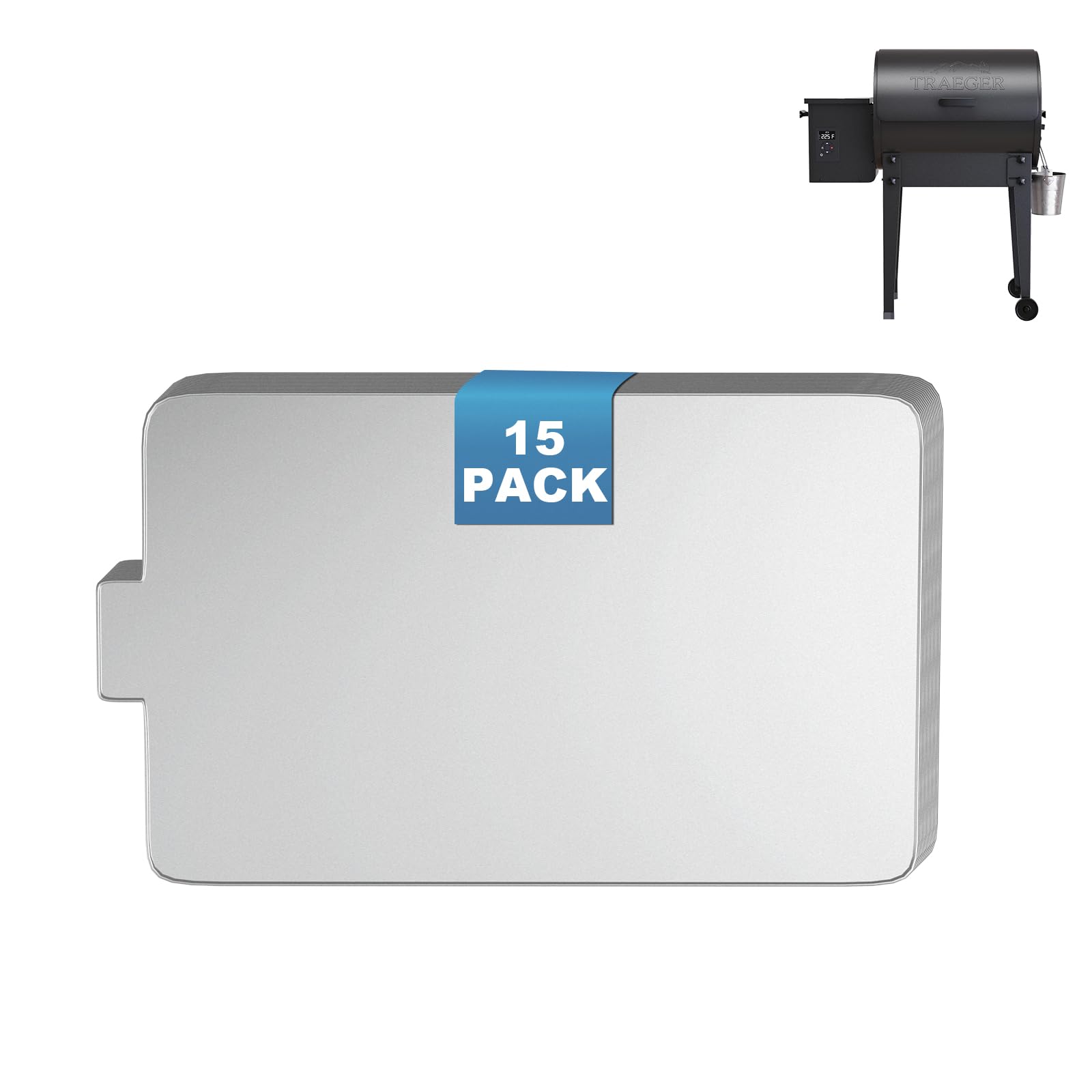 Photo 1 of SafBbcue BAC408 Drip Tray Liner Replacement for Traeger Tailgater 20 Series, 19.6 x 12.5 Inch, Portable and Foldable, Disposable Aluminum Grill Tray for Collecting Grease, 15 Pack