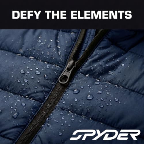 Image of Spyder Puffer Jacket Men - Packable Lightweight Quilted Hooded Winter Coat