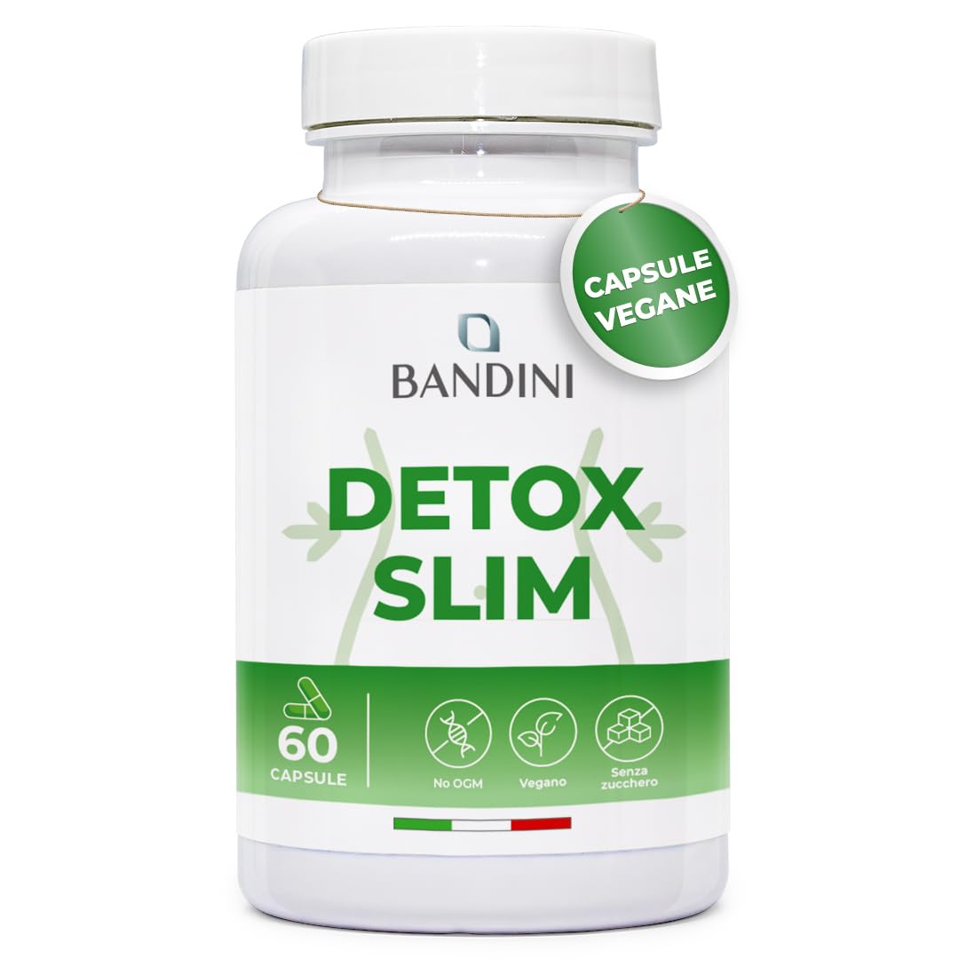 Bandini® DETOX SLIM 60 Capsule Vegan | Drenante, Antiossidante, Depurativo, Detossificante per Fegato e Intestino | Complesso di Estratti Vegetali: Bromelina, Tarassaco, Pilosella, Betulla