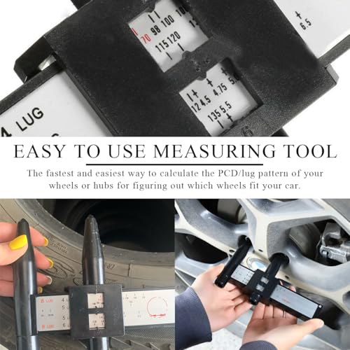 Image of Wheel PCD Gauge, Wheel Rim Bolt Pattern Measuring Tool PCD Ruler for Quick Measurement, Universal Wheel Stud Lug Bolt Pattern Gauge for 4 5 6 8 Holes Sliding Caliper