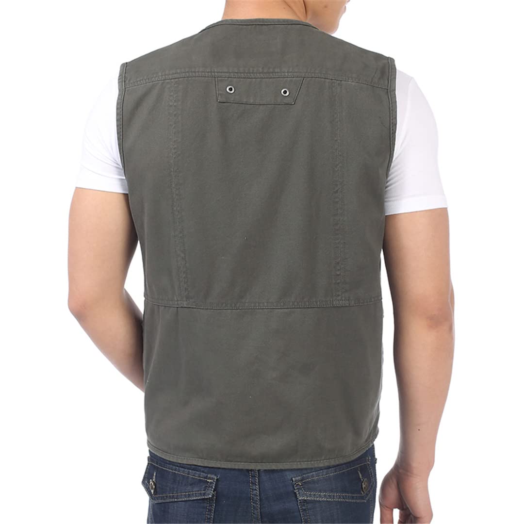 Adhdyuud Canotta a spina di pesce con scollo a V con design tascabile multifunzionale casual da uomo