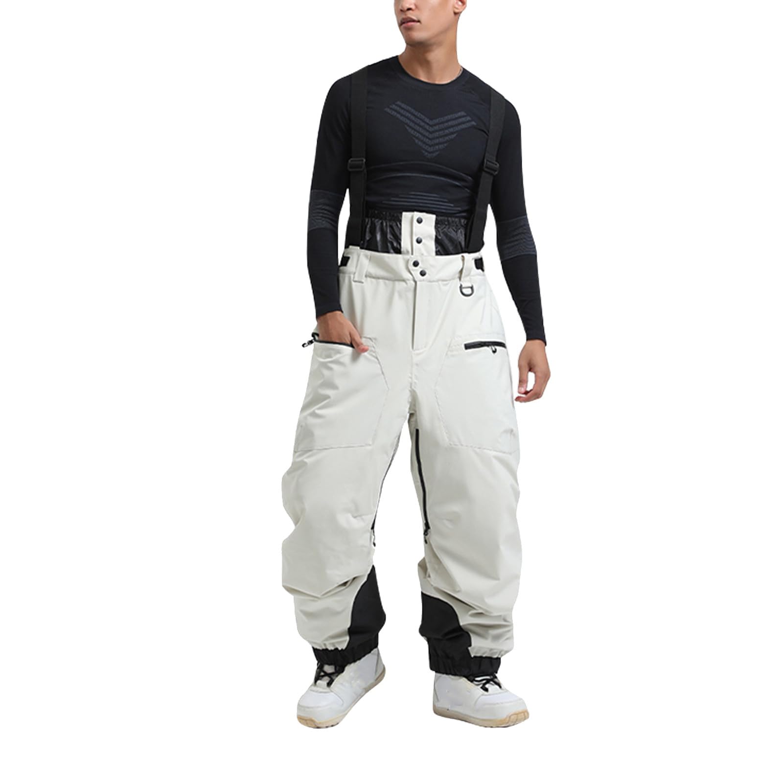 Pantaloni da sci da uomo, impermeabili, antivento, in softshell, con calda imbottitura, da snowboard, da sci, da trekking, da sci