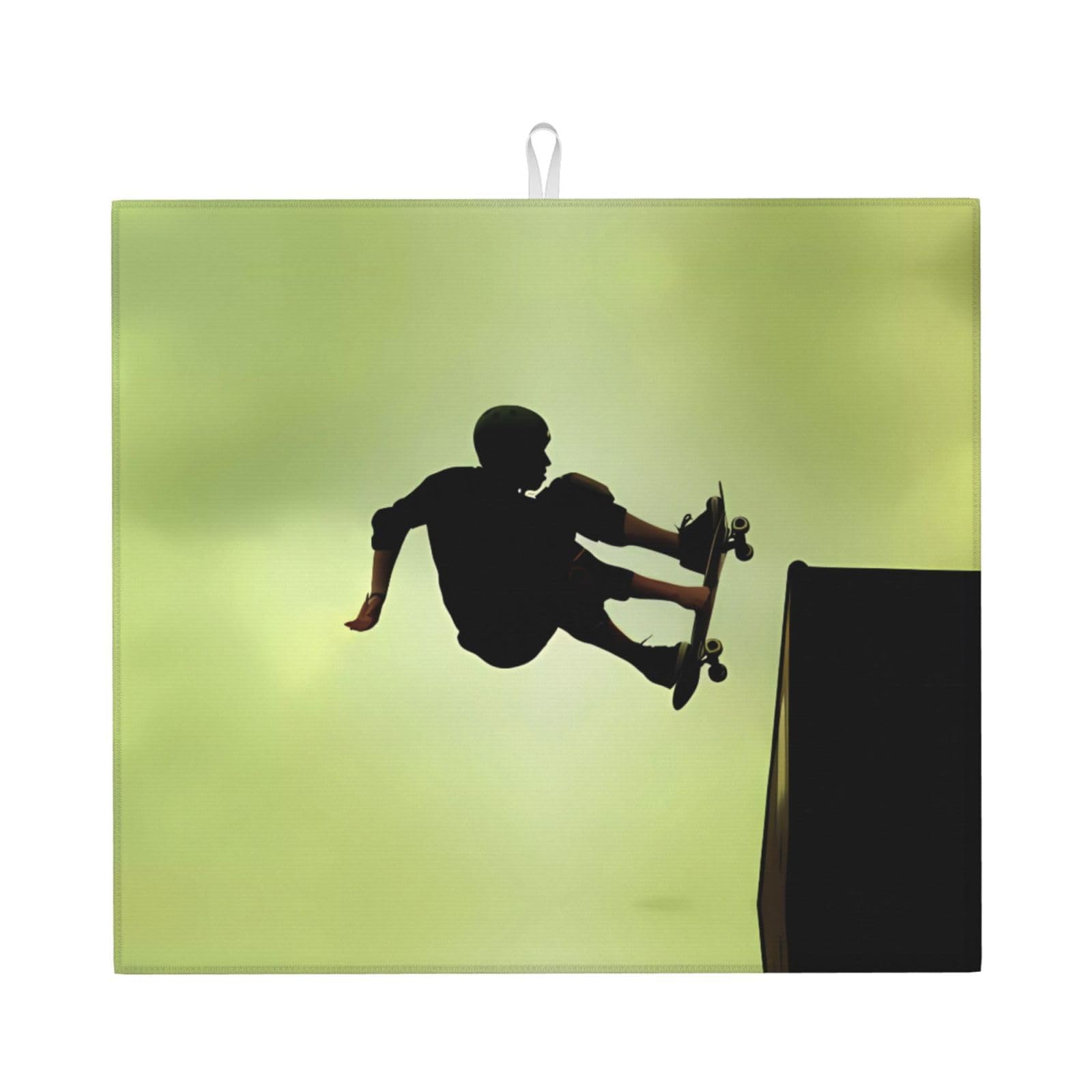 YYHHAOFA Skateboard Prints Kitchen Drying Mat – Absorbent Dish Throw for Countertops, Quick-Dry Non-Slip Layer with Stylish Prints, for New Homes