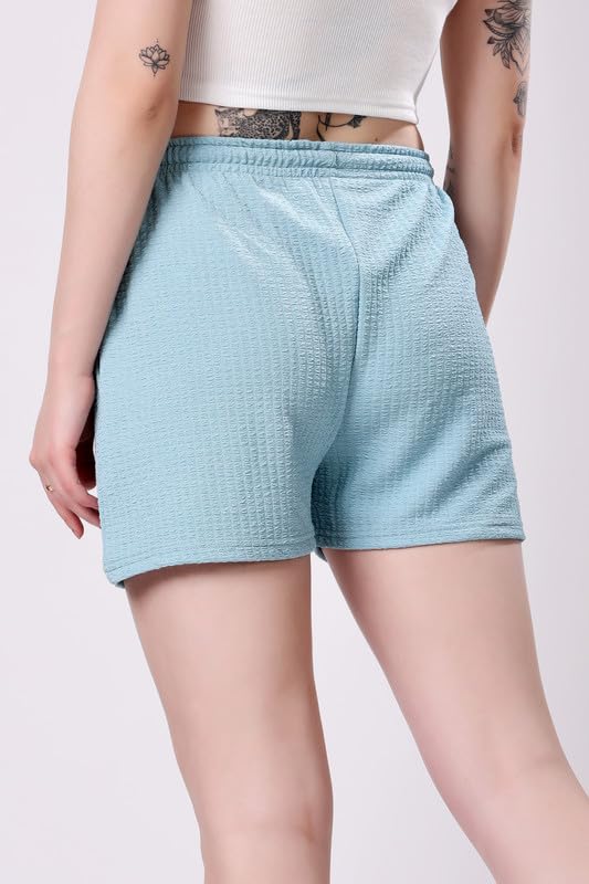 Image of London Hills Shorts for Women Textured Waffle Knit with Pockets for Gym, Sports, Running, Yoga, Cycling, Walk Casual Shorts Or Half Lower, Hot Pant, Half Trouser, Pack of 1, Pack of 2, Pack of 3