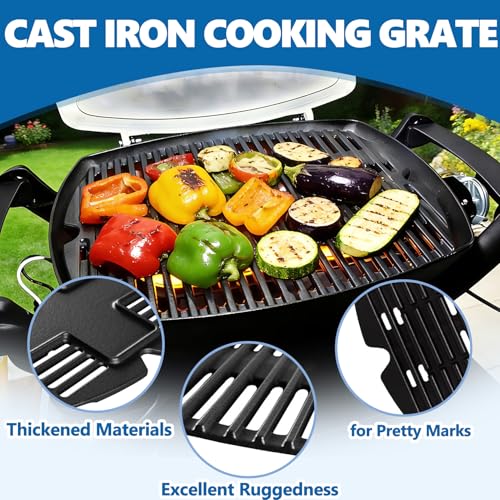 Image of SafBbcue 7583 Cast Iron Cooking Grates 41862 Grill Burner for Weber Q200 Q220 Q2000 Q2200 396000 396001 566002 53060001 Grills, 21.5 inch Grill Grids Grates 20.5 inch Burner Tube Kit for Weber 7645 60041