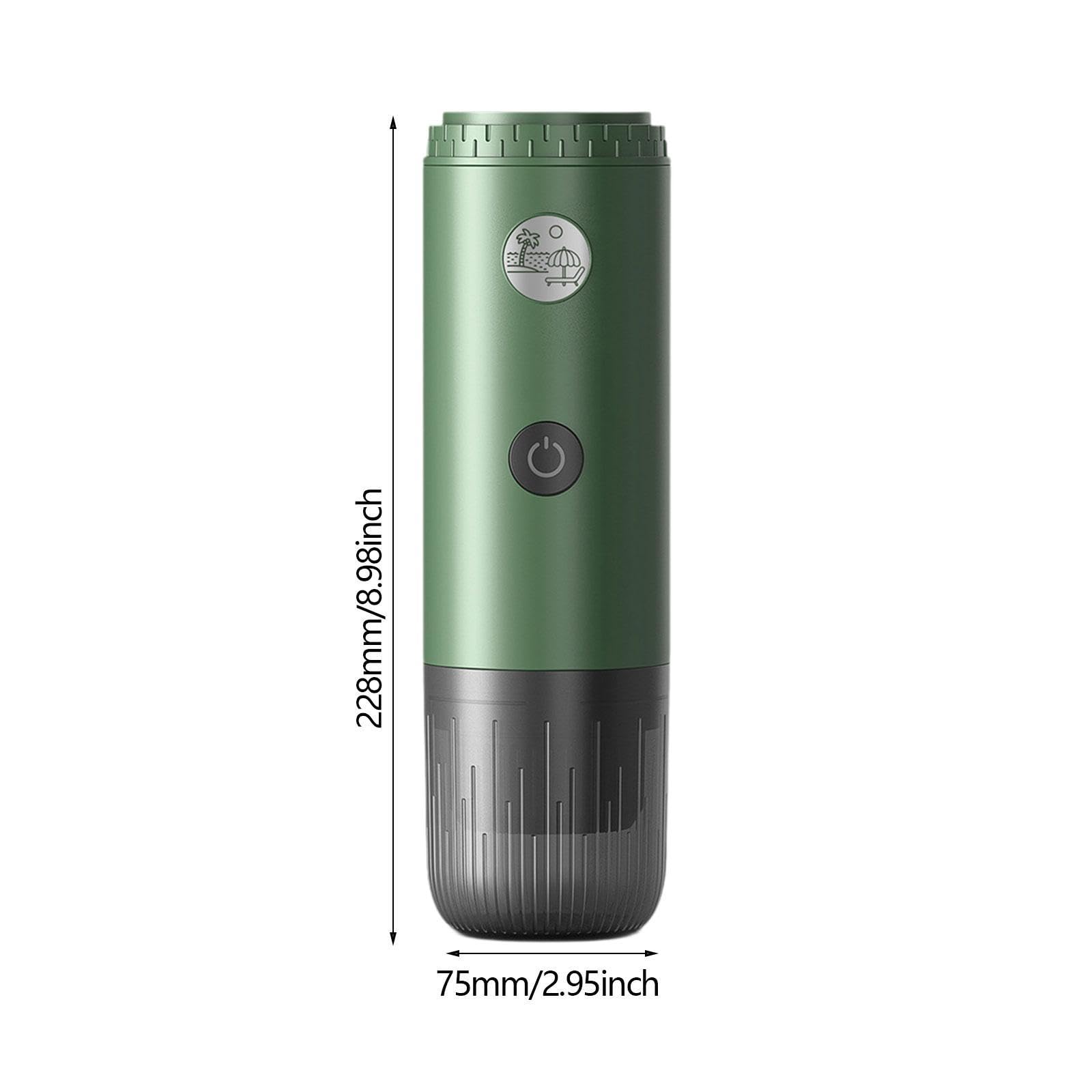 Cafetera Eléctrica de Espresso, de Funcionamiento Manual, con Conexión USB-C. Mini Cafetera Portátil de Mano para Oficina Y Camping, Verde, Individual