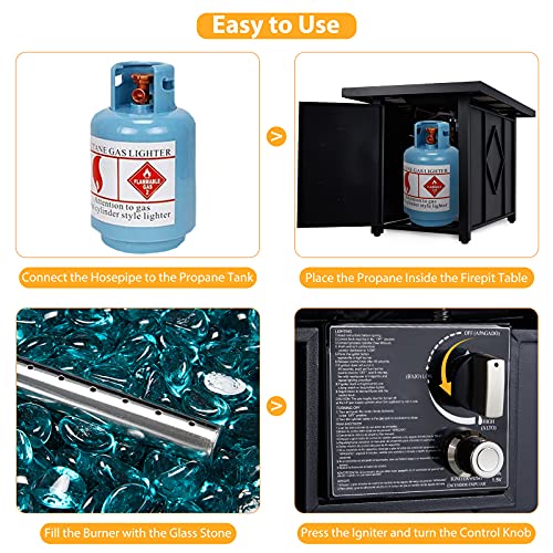 AVAWING-Propane-Fire-Pit-Table-42-inch-50000-BTU-Rectangular-Gas-Fire-Pit-Table-wGlass-Wind-Guard-Table-Lid-Fire-Glass-Waterproof-Cover-Outdoor-Gas-Fire-Pit-for-Garden-Patio-Backyard-Black