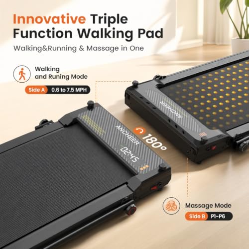 Image of FUNMILY Incline Walking Pad Treadmill with Handle Bar, Folding Treadmills for Home Small, 3.5HP Portable Treadmill with Desk, 350 lbs Weight Capacity, Walking Pad with Remote Control and LED Display