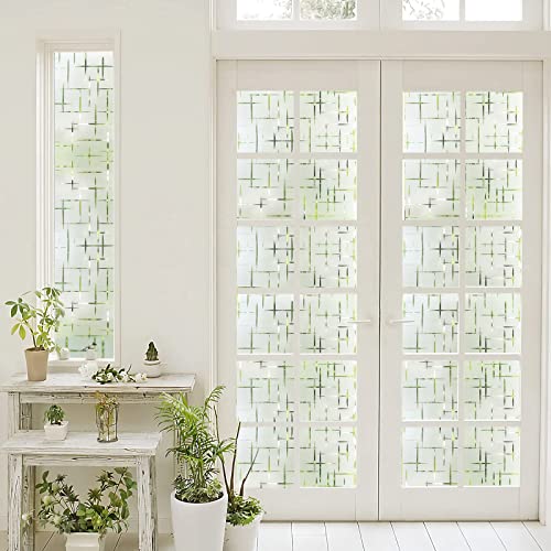 Rabbitgoo Window Privacy Film, Frosted Glass Film For Doors, Non-Adhesive Window Cling, Static Cling Frosting Decorative Window Sticker For Home Office Uv Protection, Cross Pattern 17.5 X 78.7 Inches #TOP7