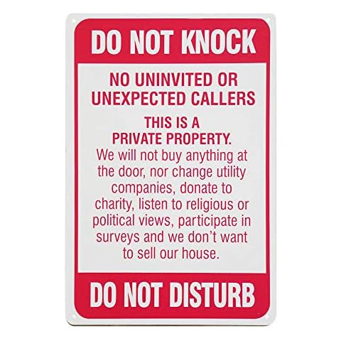Monifith Do Not Knock Do Not Disturb Sign Red Warning Metal Tin Signs Home Door Wall Decor Sign Gift Size 8 X 12Inch Cover