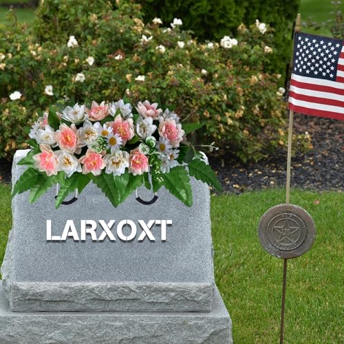 Tombstone Flowers - Outdoor Grave Decorations, Cemetery Flowers for a Grave to Be Placed on a Tombstone, The Cemetery Flowers for Grave Saddle Are Composed of Artificial Champagne  image 2